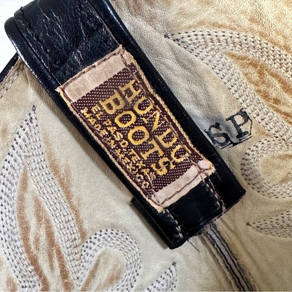 Vintage Hondo Black Leather Cowboy Boots 9.5 Western Texas Mexico - Picture 11 of 12